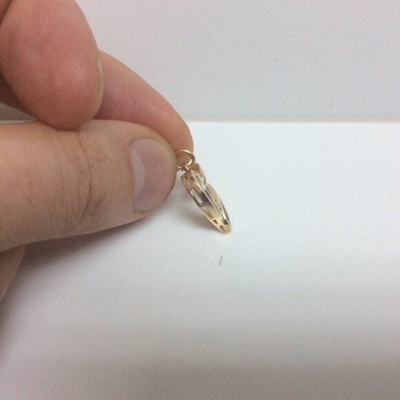 14k Real Solid Gold Real Baguette Diamond Heart Charm Pendant 2.80gr   .45ct - Picture 7 of 8